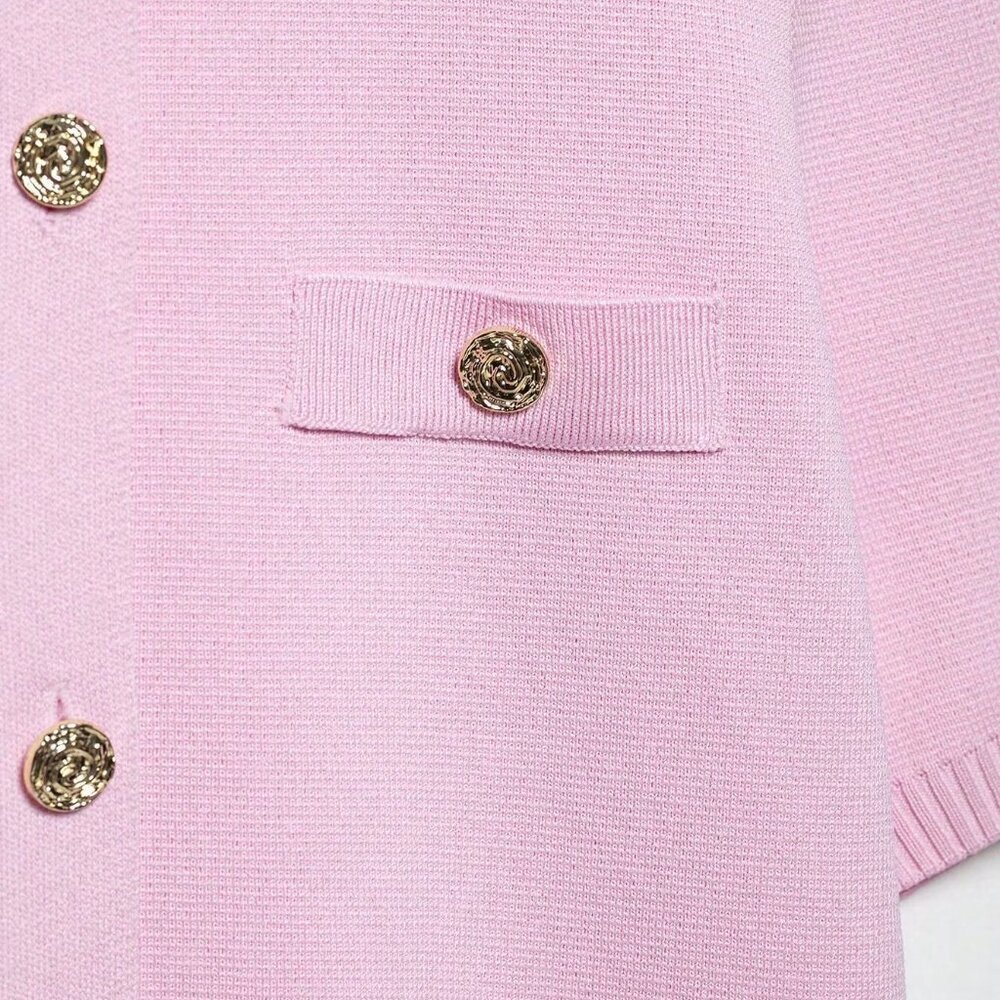 Pink Casual Women's Minimalist Versatile Short Sleeve Knit Top - Picture 6 of 8